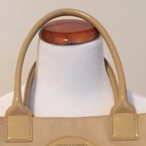 Tory Burch Ella Tote Bag Women Beige Tan Nylon Patent
Logo Shoulder Bag - Picture 5 of 10
